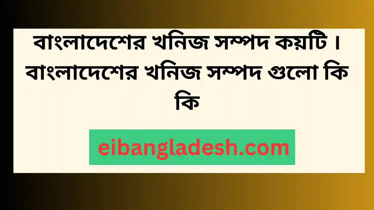 বাংলাদেশের খনিজ সম্পদ কয়টি । বাংলাদেশের খনিজ সম্পদ গুলো কি কি