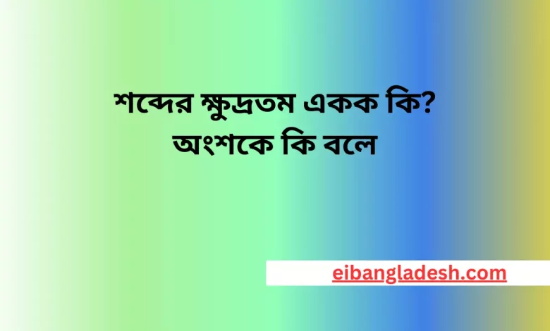 শব্দের ক্ষুদ্রতম একক কি অংশকে কি বলে