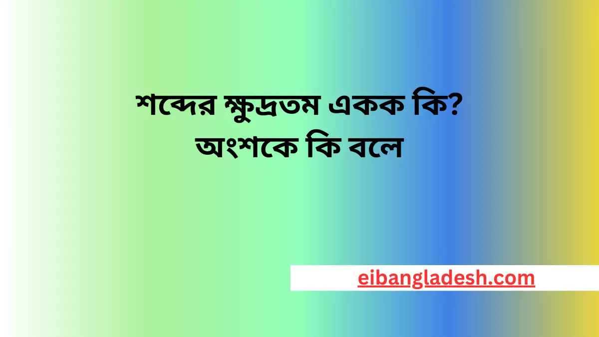 শব্দের ক্ষুদ্রতম একক কি অংশকে কি বলে