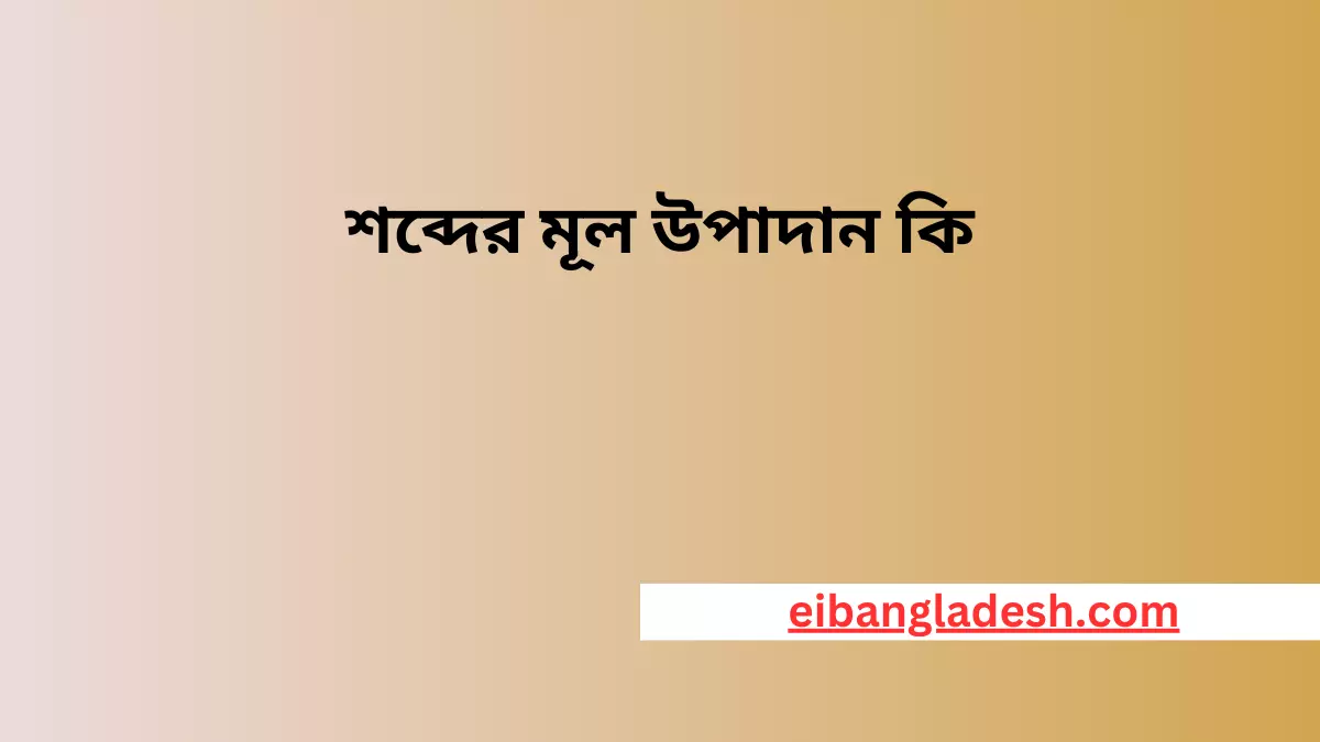 শব্দের মূল উপাদান কি