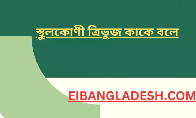 স্থুলকোণী ত্রিভুজ কাকে বলে