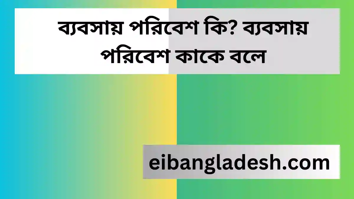 ব্যবসায় পরিবেশ কি? ব্যবসায় পরিবেশ কাকে বলে