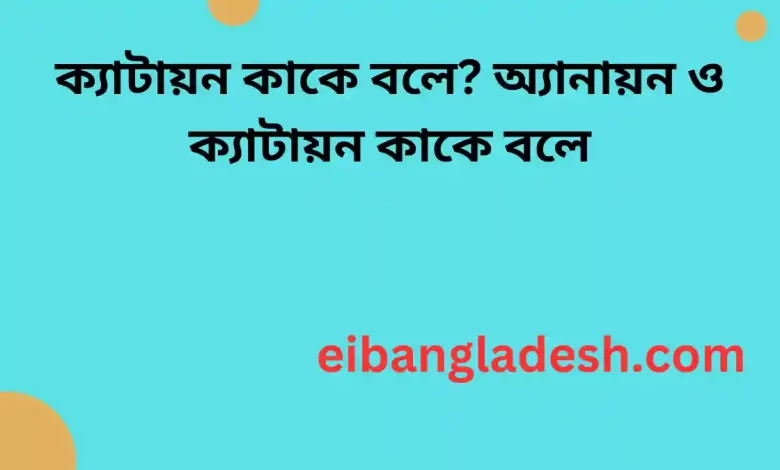 ক্যাটায়ন কাকে বলে অ্যানায়ন ও ক্যাটায়ন কাকে বলে