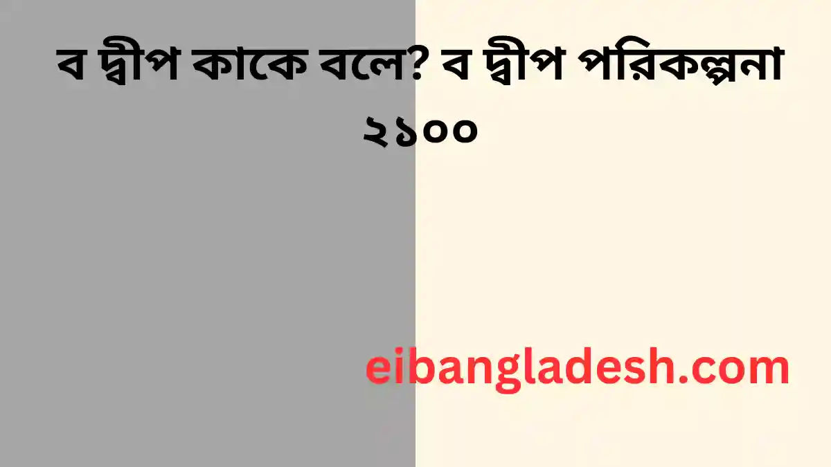 ব দ্বীপ কাকে বলে ব দ্বীপ পরিকল্পনা ২১০০