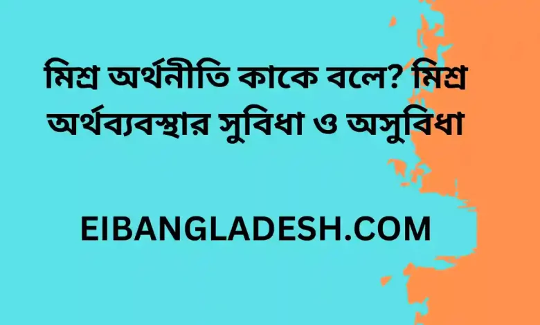 মিশ্র অর্থনীতি কাকে বলে মিশ্র অর্থনীতি এমন