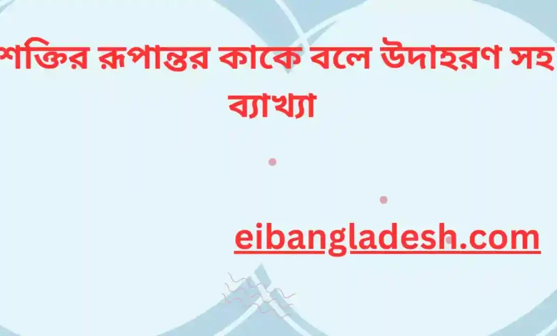 শক্তির রূপান্তর কাকে বলে উদাহরণ সহ ব্যাখ্যা 