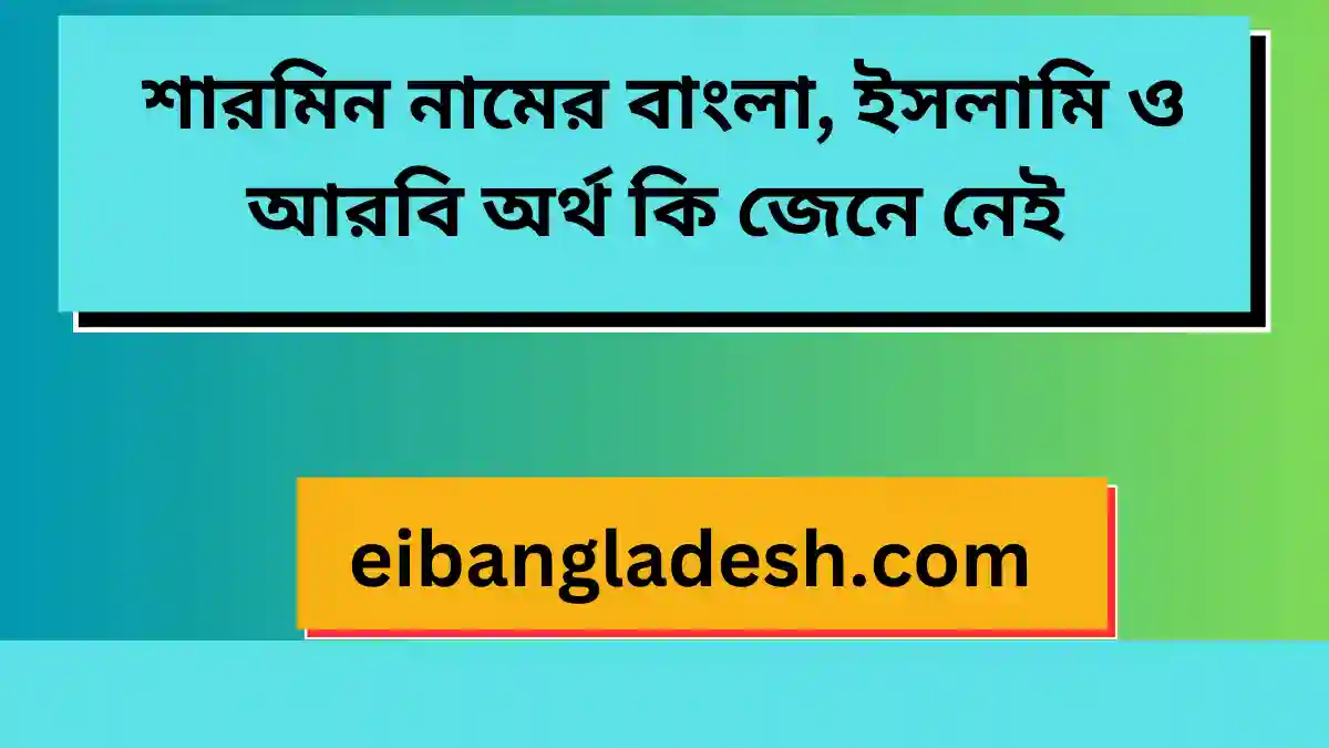 শারমিন নামের বাংলা, ইসলামি ও আরবি অর্থ কি জেনে নেই 