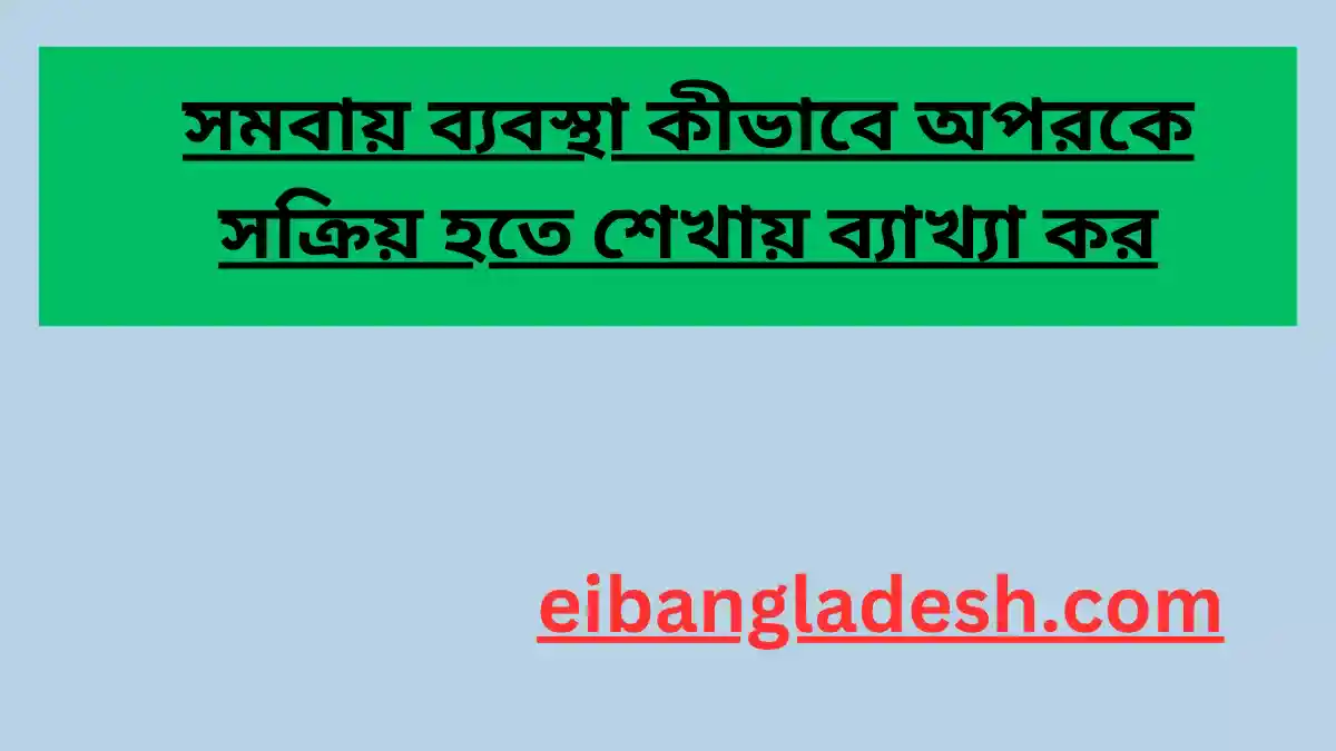 সমবায় ব্যবস্থা কীভাবে অপরকে সক্রিয় হতে শেখায় ব্যাখ্যা কর