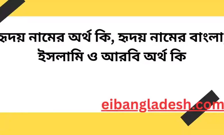 হৃদয় নামের অর্থ কি, হৃদয় নামের বাংলা, ইসলামি ও আরবি অর্থ কি