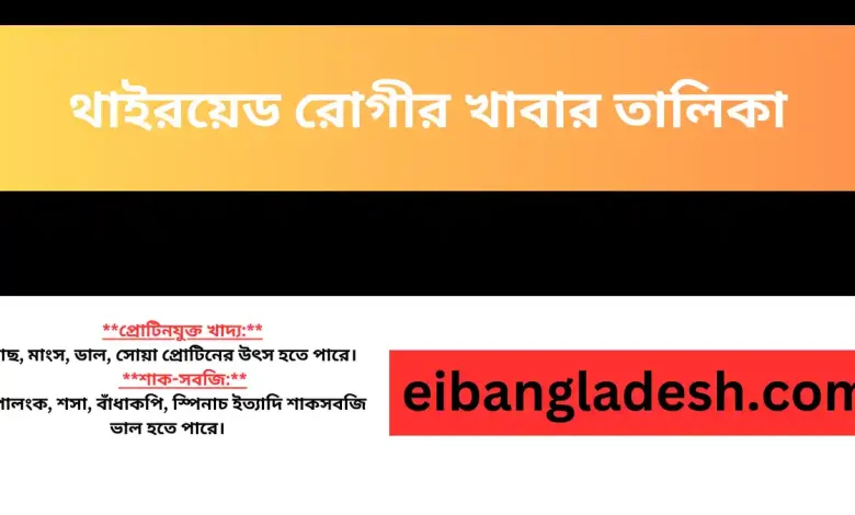 থাইরয়েড রোগীর খাবার তালিকা