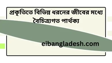 প্রকৃতিতে বিভিন্ন ধরনের জীবের মধ্যে বৈচিত্র্যগত পার্থক্য