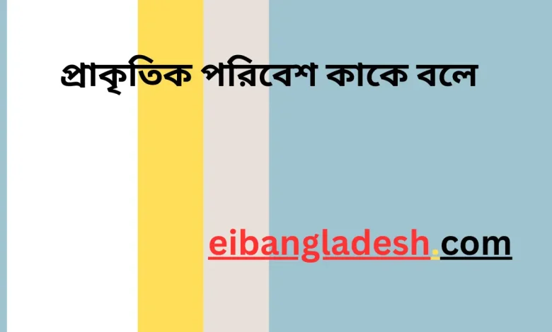 প্রাকৃতিক পরিবেশ কাকে বলে