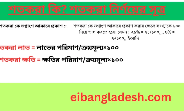 শতকরা কি শতকরা নির্ণয়ের সূত্র