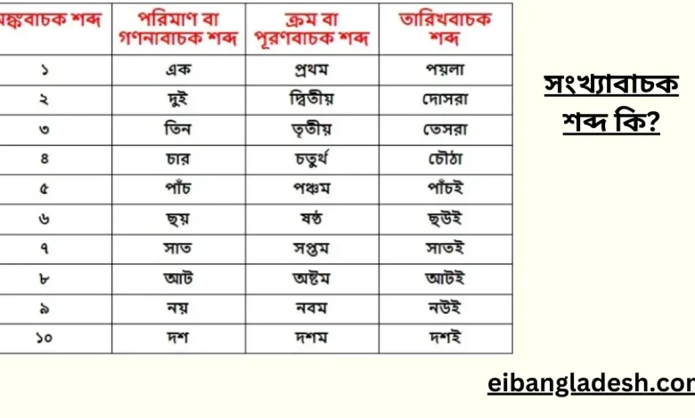 সংখ্যাবাচক শব্দ কি