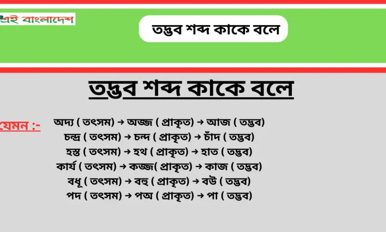 তদ্ভব শব্দ কাকে বলে